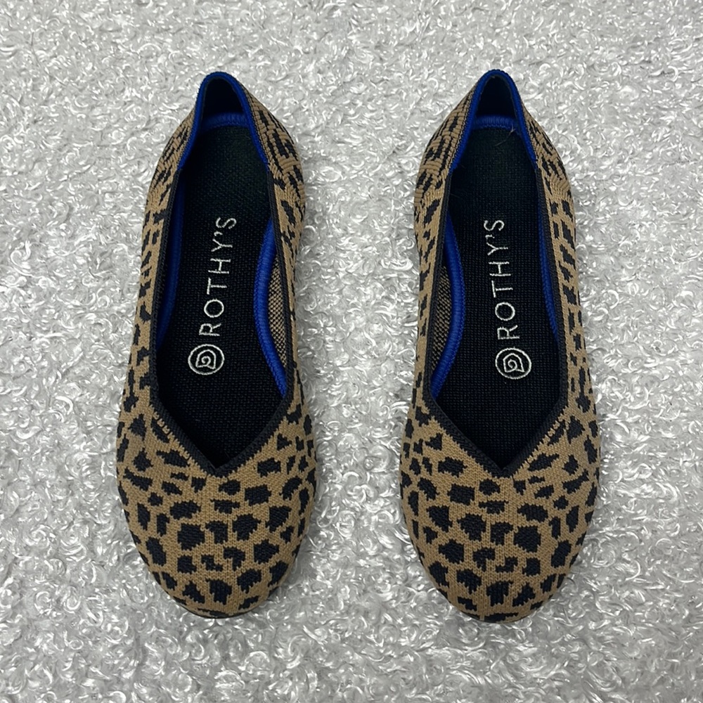Rothy’s the flat cheetah print knit flats